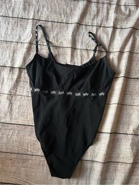 Yitty Black Shimmer Spotlight Shaping Demi Thong Bodysuit Size XL